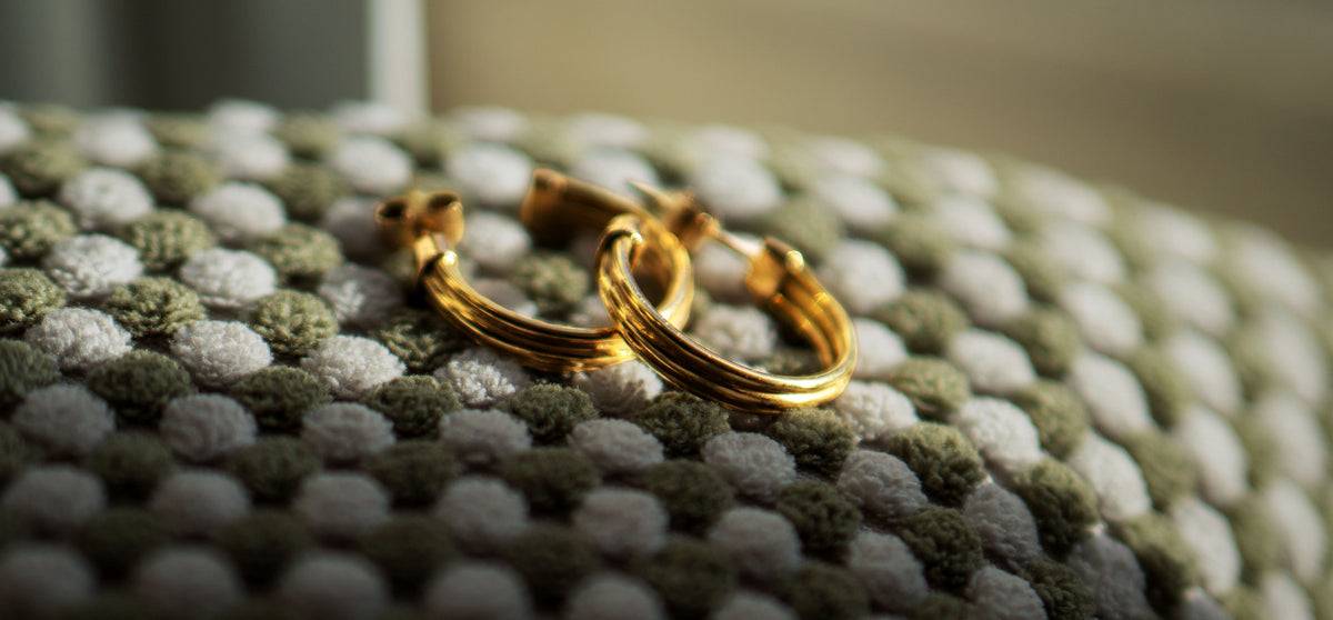Gold triple-wire hoop earrings