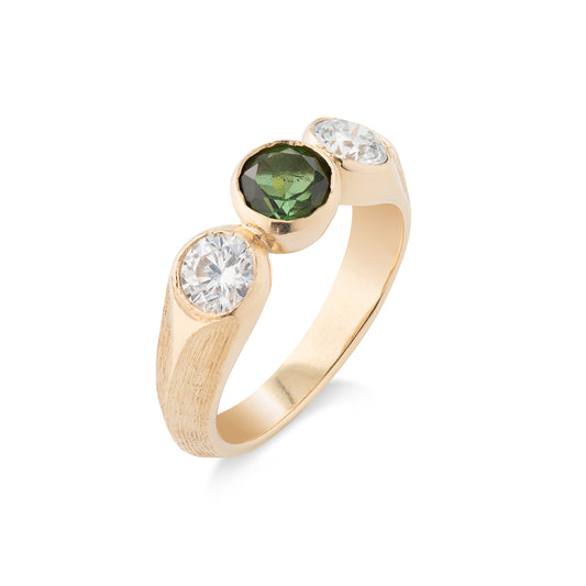 Tourmaline and Lab Grown Diamond ring