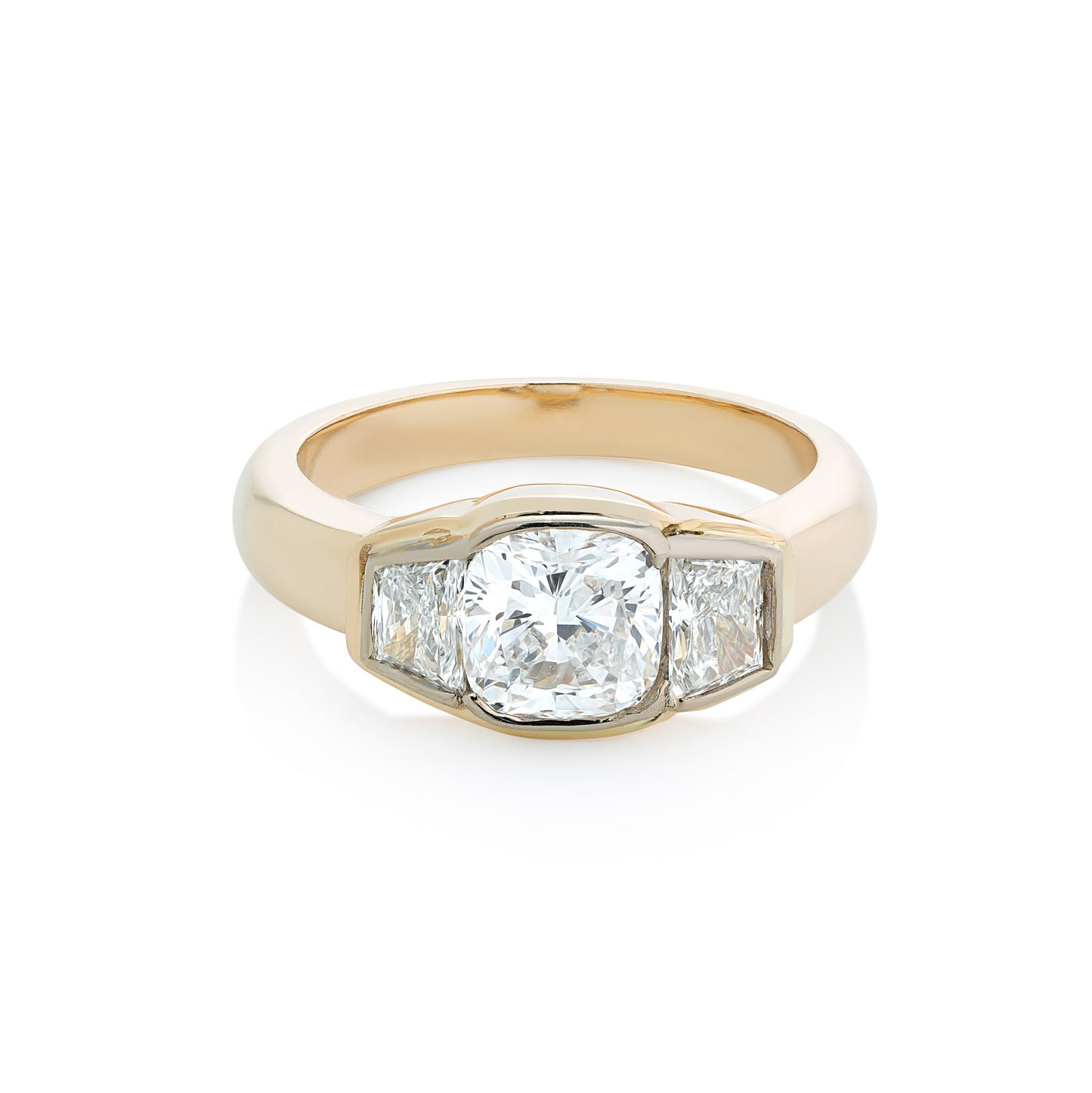 Cushion Cut Trilogy Engagement Ring
