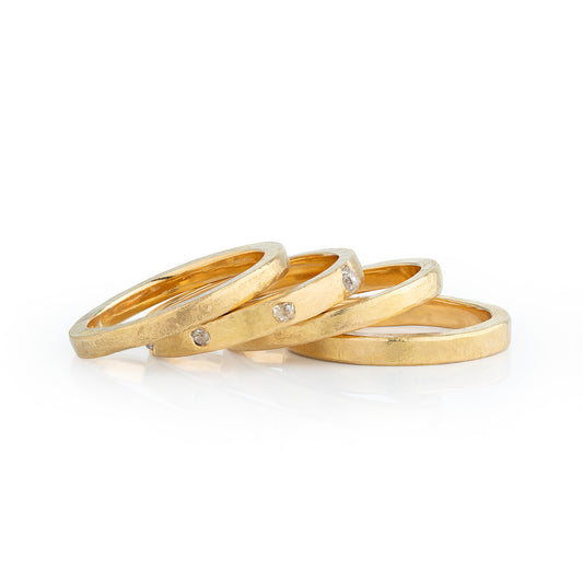 22ct Yellow Gold and Diamond Stacking Rings
